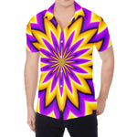 Yellow Flower Moving Optical Illusion Men's Shirt