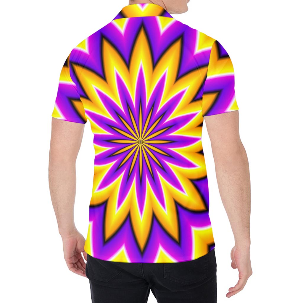 Yellow Flower Moving Optical Illusion Men's Shirt