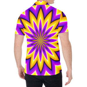 Yellow Flower Moving Optical Illusion Men's Shirt