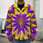 Yellow Flower Moving Optical Illusion Men's Shirt Jacket