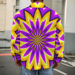 Yellow Flower Moving Optical Illusion Men's Shirt Jacket