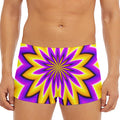 Yellow Flower Moving Optical Illusion Men's Short Boxer Briefs
