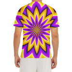 Yellow Flower Moving Optical Illusion Men's Short Sleeve Rash Guard