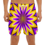 Yellow Flower Moving Optical Illusion Men's Split Running Shorts