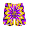 Yellow Flower Moving Optical Illusion Men's Athletic Shorts