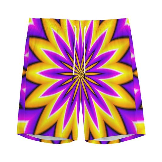 Yellow Flower Moving Optical Illusion Men's Sports Shorts