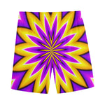 Yellow Flower Moving Optical Illusion Men's Sports Shorts