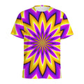 Yellow Flower Moving Optical Illusion Men's Athletic T-Shirt