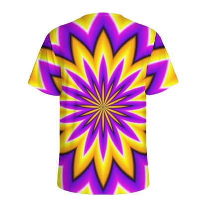 Yellow Flower Moving Optical Illusion Men's Sports T-Shirt