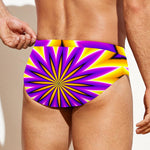 Yellow Flower Moving Optical Illusion Men's Swim Briefs