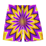 Yellow Flower Moving Optical Illusion Men's Swim Trunks