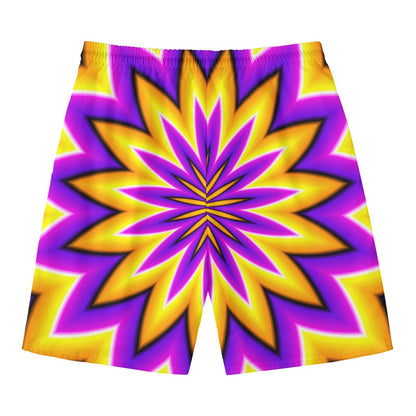Yellow Flower Moving Optical Illusion Men's Swim Trunks
