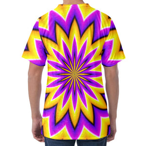 Yellow Flower Moving Optical Illusion Men's Velvet T-Shirt