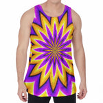 Yellow Flower Moving Optical Illusion Men's Velvet Tank Top