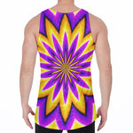Yellow Flower Moving Optical Illusion Men's Velvet Tank Top