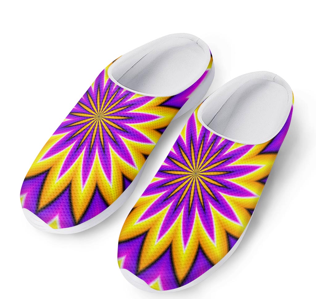 Yellow Flower Moving Optical Illusion Mesh Casual Shoes
