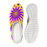 Yellow Flower Moving Optical Illusion Mesh Casual Shoes