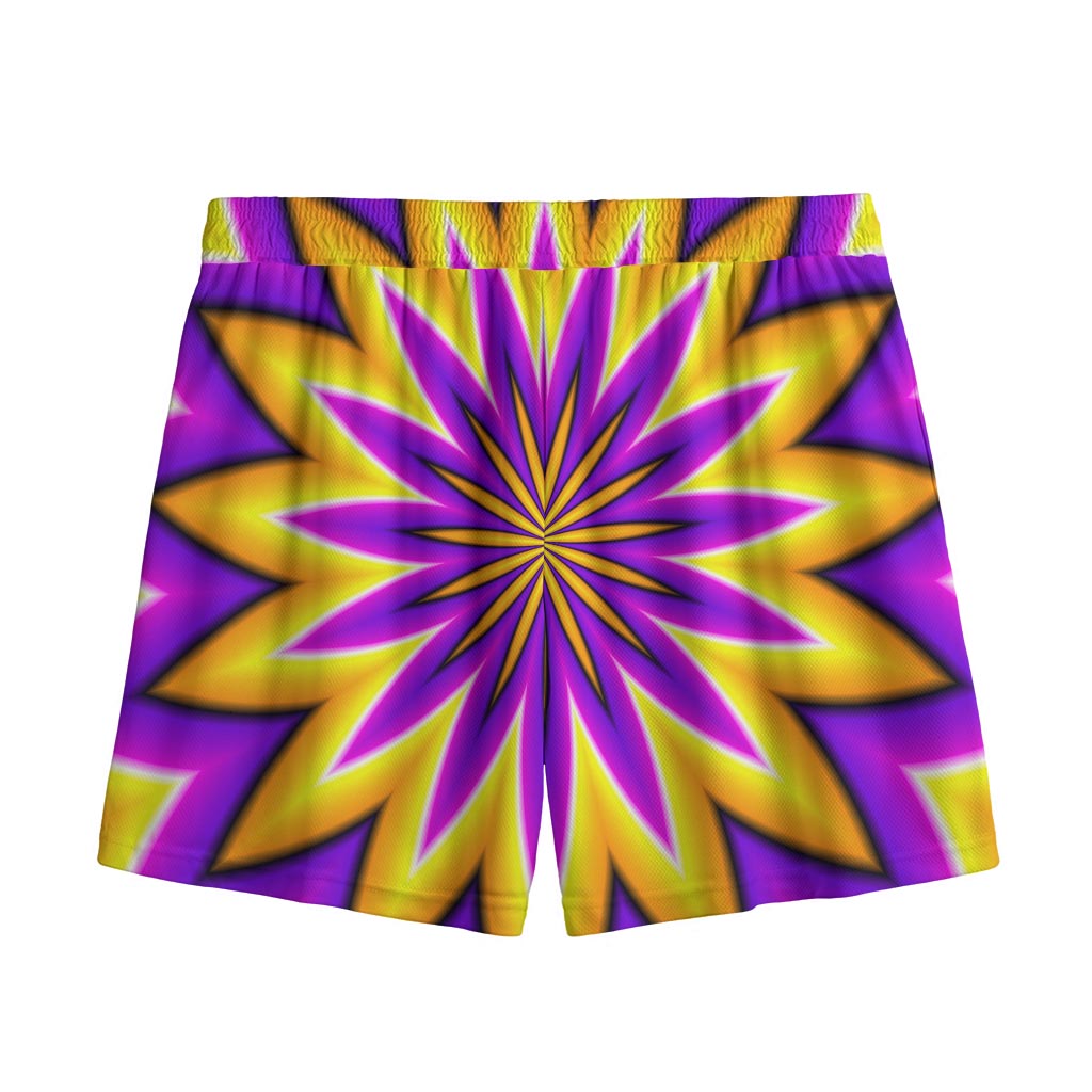 Yellow Flower Moving Optical Illusion Mesh Shorts