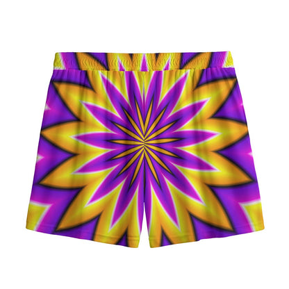 Yellow Flower Moving Optical Illusion Mesh Shorts