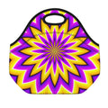 Yellow Flower Moving Optical Illusion Neoprene Lunch Bag