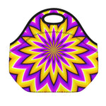 Yellow Flower Moving Optical Illusion Neoprene Lunch Bag