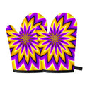 Yellow Flower Moving Optical Illusion Oven Mitts