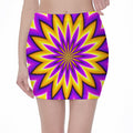 Yellow Flower Moving Optical Illusion Pencil Mini Skirt