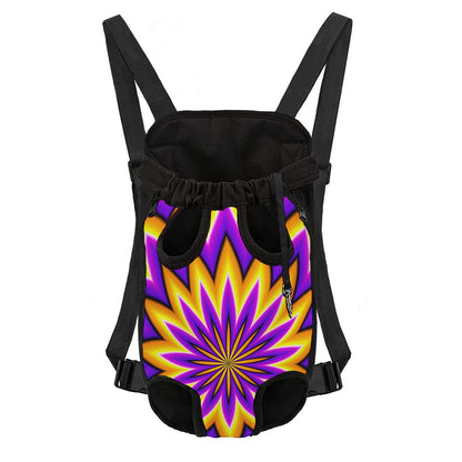 Yellow Flower Moving Optical Illusion Pet Carrier Backpack