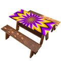 Yellow Flower Moving Optical Illusion Picnic Table Cover
