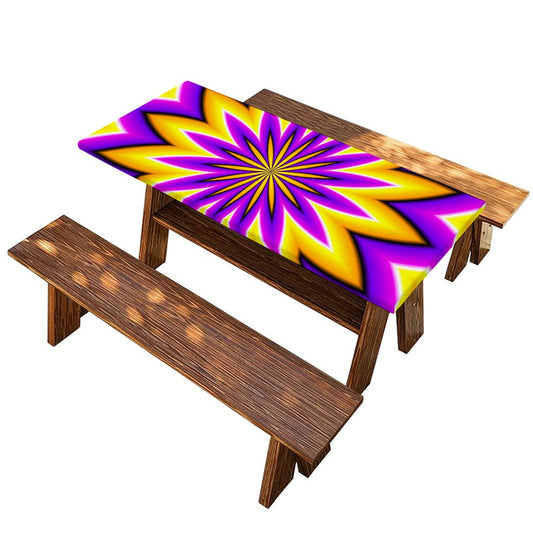 Yellow Flower Moving Optical Illusion Picnic Table Cover