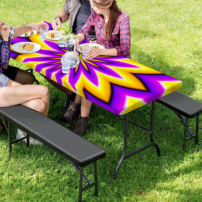 Yellow Flower Moving Optical Illusion Picnic Table Cover