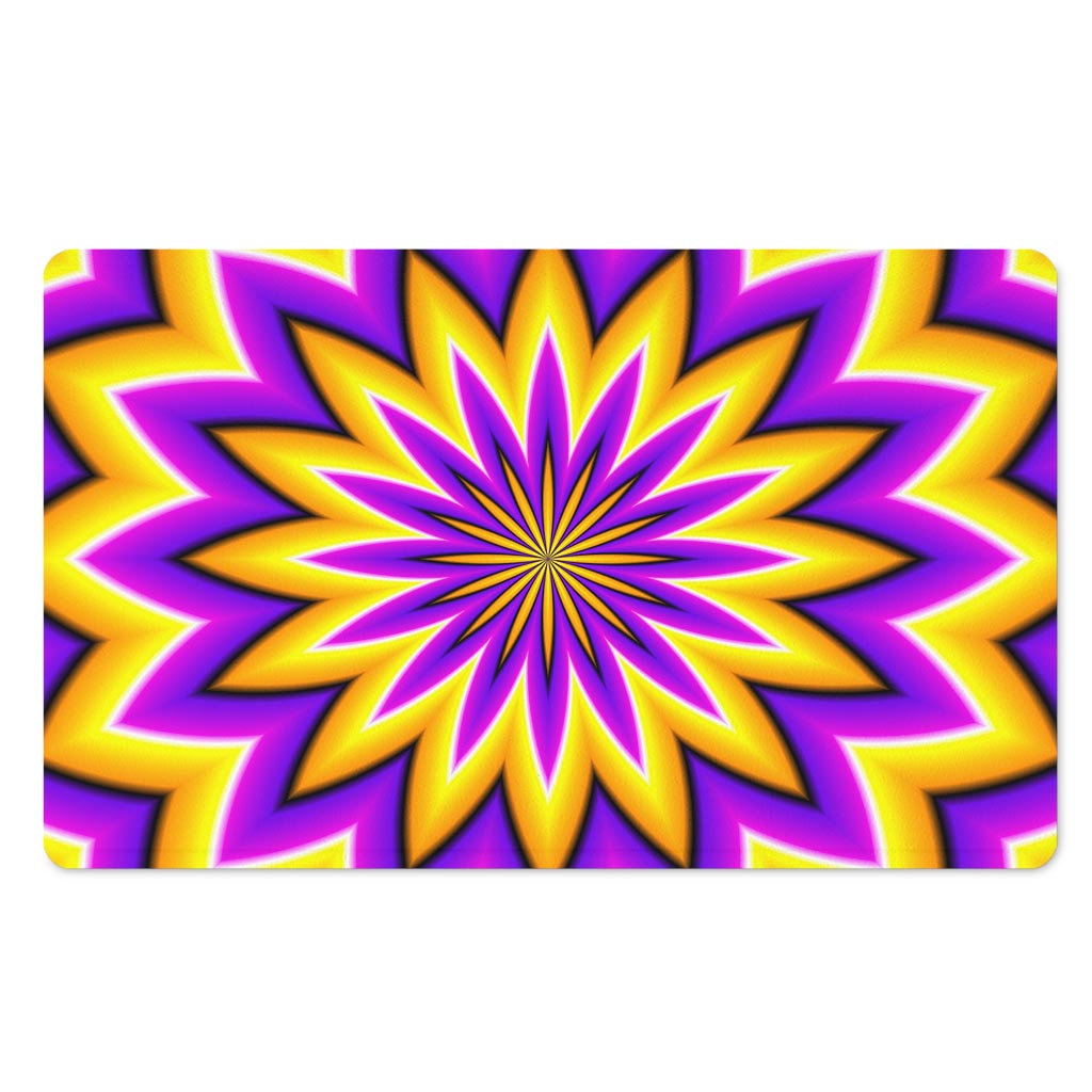 Yellow Flower Moving Optical Illusion Polyester Doormat