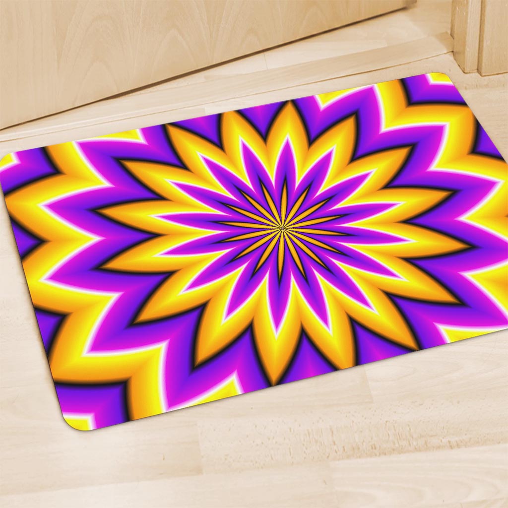 Yellow Flower Moving Optical Illusion Polyester Doormat
