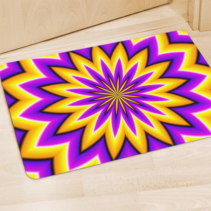 Yellow Flower Moving Optical Illusion Polyester Doormat