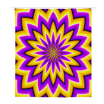 Yellow Flower Moving Optical Illusion Polyester Shower Curtain