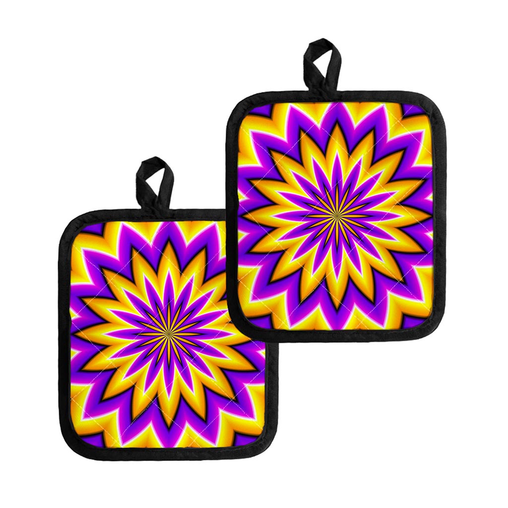 Yellow Flower Moving Optical Illusion Pot Holders