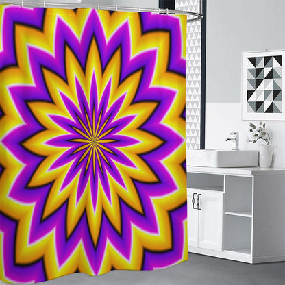 Yellow Flower Moving Optical Illusion Premium Shower Curtain