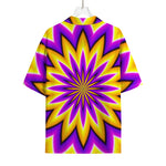 Yellow Flower Moving Optical Illusion Rayon Hawaiian Shirt