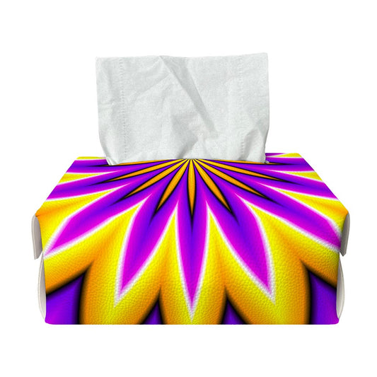 Yellow Flower Moving Optical Illusion Rectangle Tissue Box Cover
