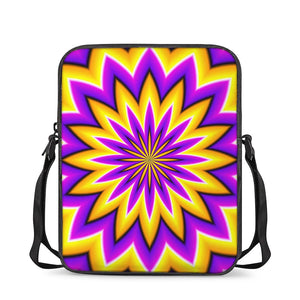 Yellow Flower Moving Optical Illusion Rectangular Crossbody Bag