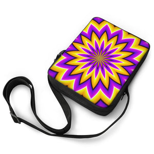 Yellow Flower Moving Optical Illusion Rectangular Crossbody Bag