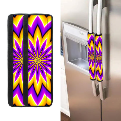 Yellow Flower Moving Optical Illusion Refrigerator Handle Covers