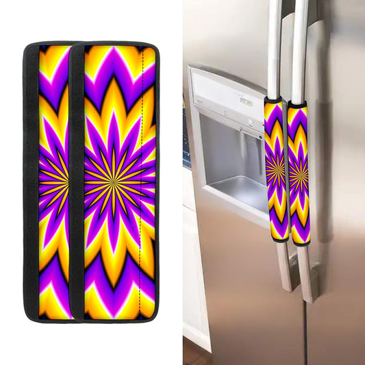 Yellow Flower Moving Optical Illusion Refrigerator Handle Covers