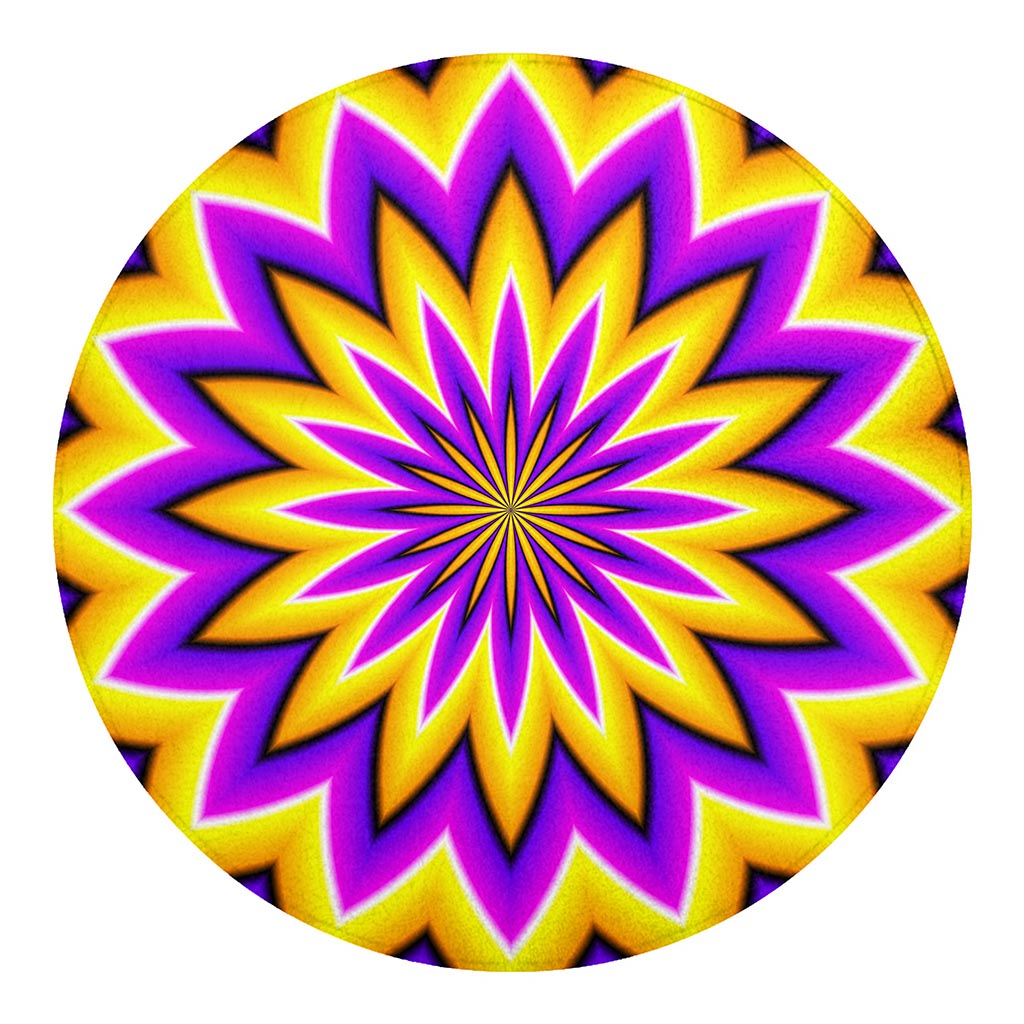 Yellow Flower Moving Optical Illusion Round Blanket