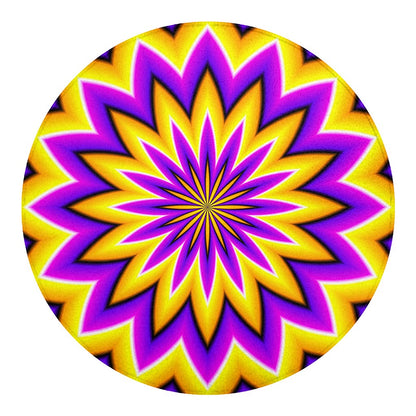 Yellow Flower Moving Optical Illusion Round Blanket