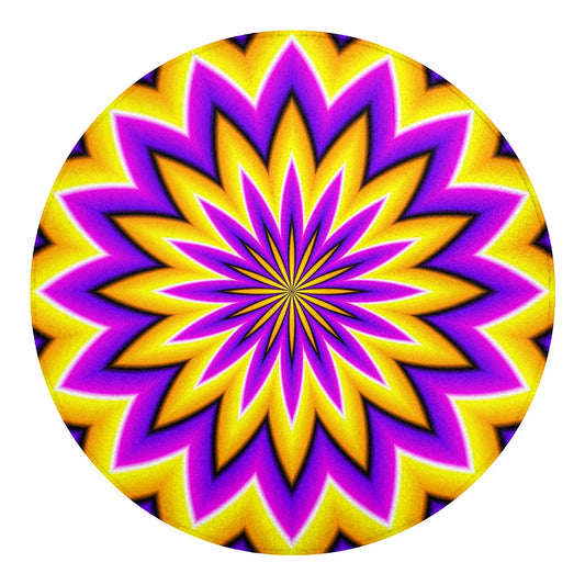 Yellow Flower Moving Optical Illusion Round Blanket