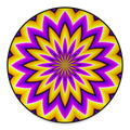 Yellow Flower Moving Optical Illusion Round Floor Mat
