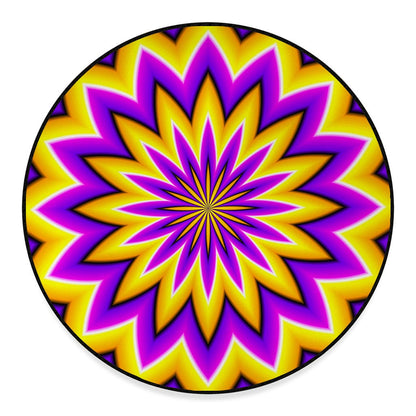 Yellow Flower Moving Optical Illusion Round Floor Mat