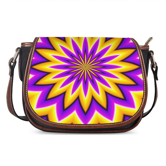 Yellow Flower Moving Optical Illusion Saddle Bag