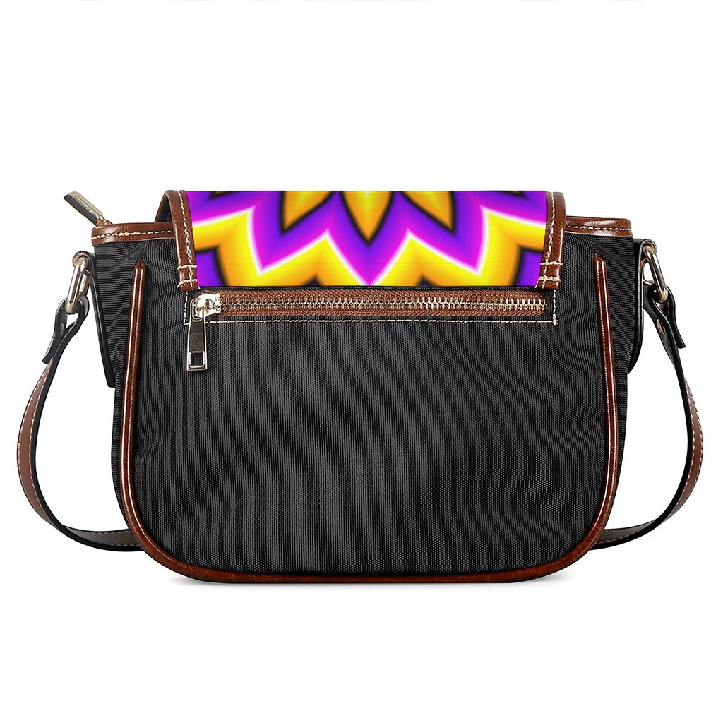 Yellow Flower Moving Optical Illusion Saddle Bag